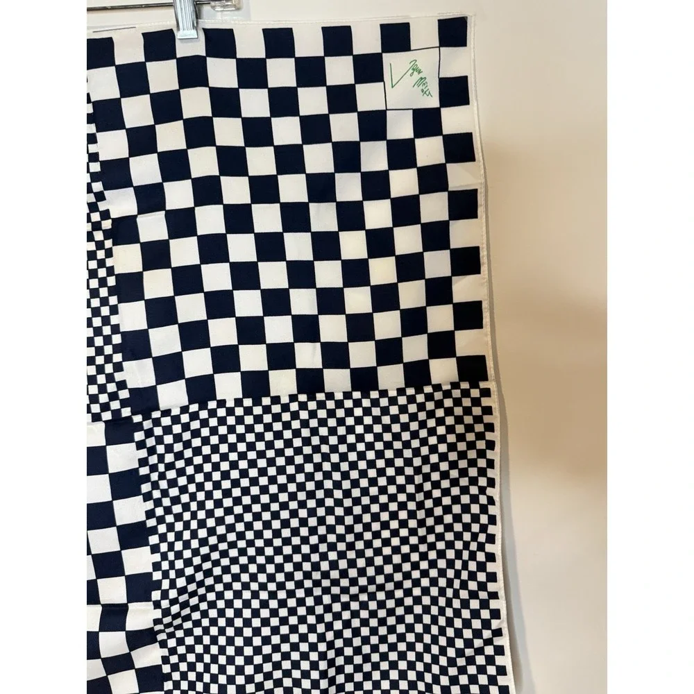 Vintage‎ John Wietz Scarf Navy Blue White Checkered Mod 60s 70s Square Glentex